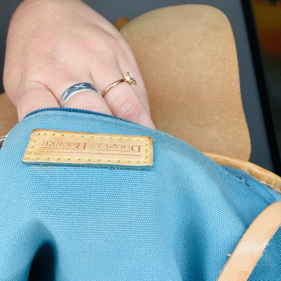 Vintage DOONEY & BOURKE DB Logo Rainbow Colored Tan Leather Mini Backpack Bag - Picture 11 of 14